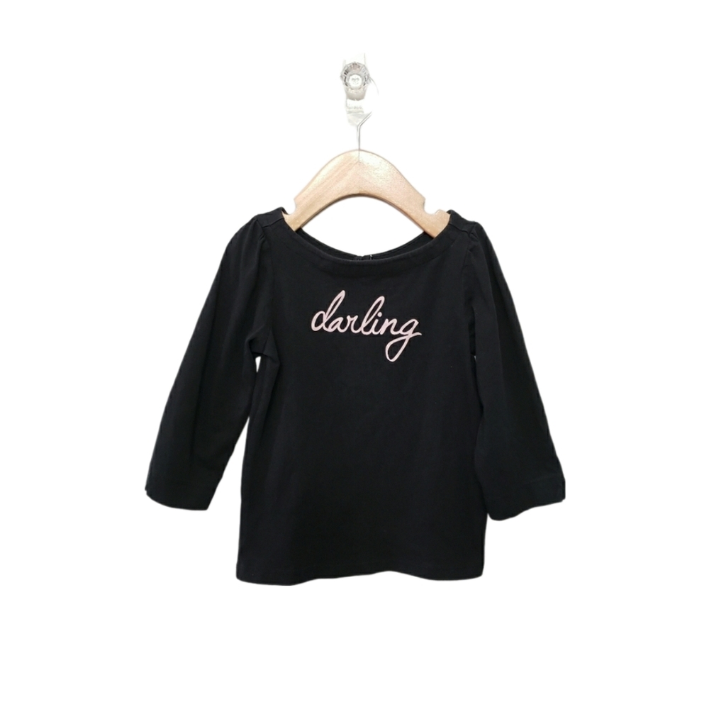 Janie and Jack Size 6 Black darling Three Quarter Sleeve Top
